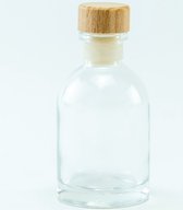 Luxe Flesje TRANSPARANT met HOUTEN dop - 6 Stuks - 50ml - Kan gebruikt worden als uitdeelcadeau of doopsuiker