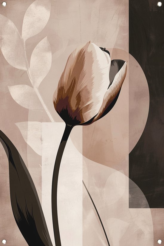 Tulp posters - Bloem posters - Tuinposters Blad - Tuin - Buitenschilderij schutting - Tuindecoratie wanddecoratie tuinposter 100x150 cm