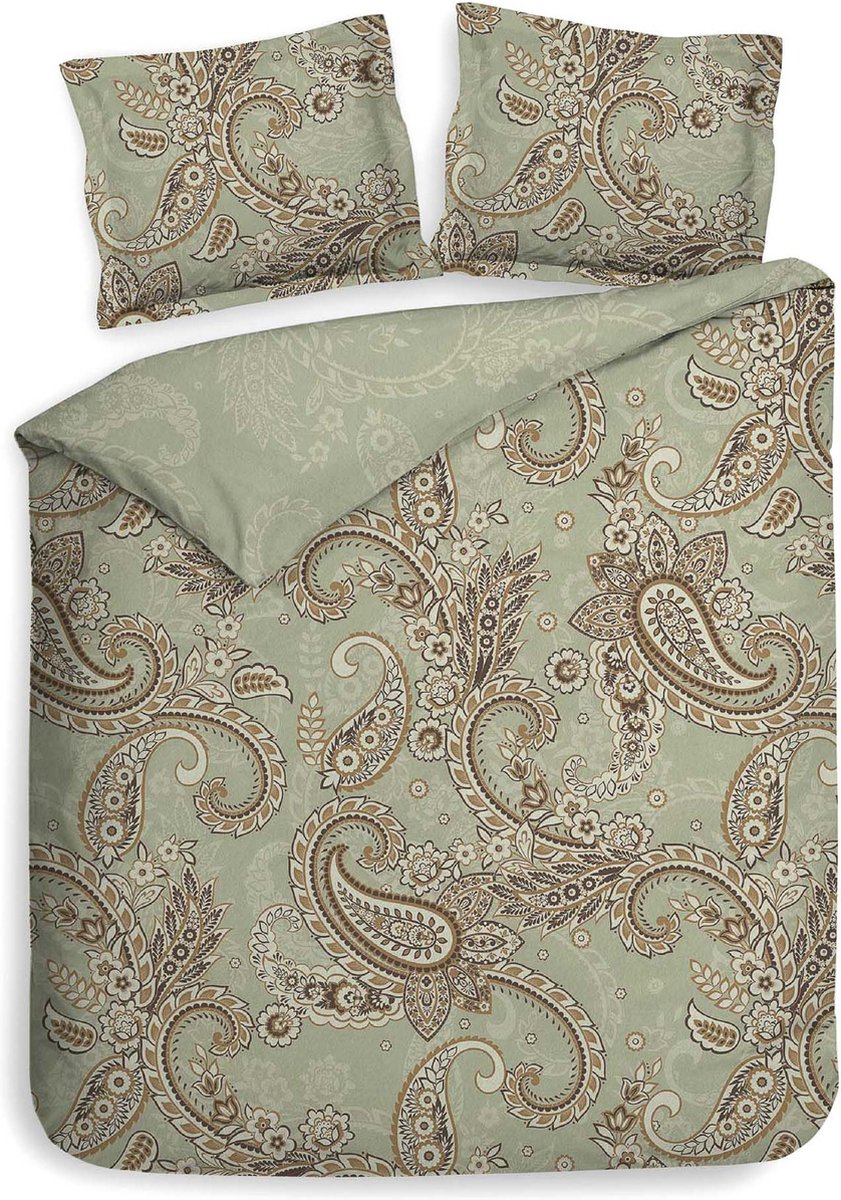 Heckettlane Camille Dekbedovertrek - Lits-jumeaux - Katoensatijn - 260x200-220cm - Groen