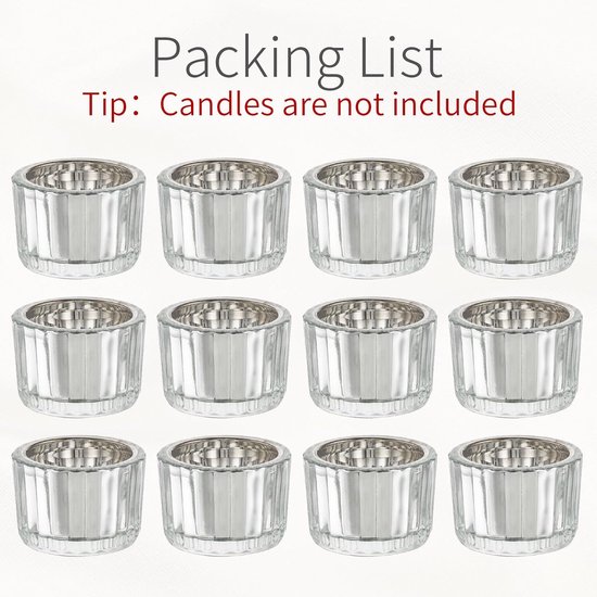 Vohocandle Transparante theelichthouders set van 12, glazen theelichthouders voor tafel middenstuk 5 cm x 3,5 cm, votief kaarsenhouder voor bruiloft, verjaardagsfeestje, woondecoratie Vohocandle Transparante theelichthouders set van 12, glazen theelichthouders voor tafel middenstuk 5 cm x 3,5 cm, votief kaarsenhouder voor bruiloft, verjaardagsfeestje, woondecoratie