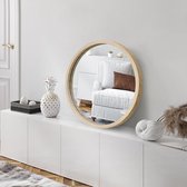 Ingelijste eiken ronde spiegel 20" - cirkelspiegel voor badkamer, slaapkamer, entree, woonkamer - grote ronde moderne spiegel voor wanddecoratie