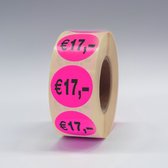 “€17” Prijs Stickers op rol 35mm rood - 1000ex.