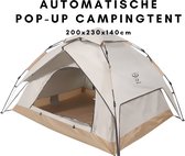 Tente de camping Pop-up automatique pour 3 à 4 personnes – Imperméable et coupe-vent – ​​Comprend un grand sac de transport – Idéal pour le camping familial et les activités de plein air – Beige