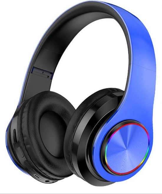 Pro Care Excellent Quality® Headset met Microfoon LED verlichting - Headset Draadloos - Bluetooth - Active Noise Reduction - SD card mogelijkheid - Kleur Blauw
