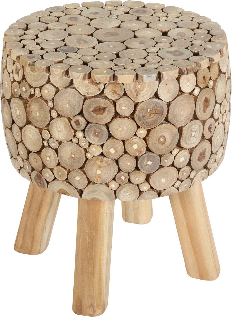 Teak houten kruk Samira