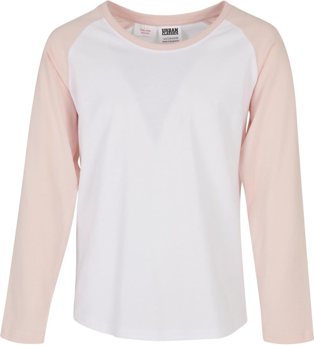 Urban Classics Girls Contrast Raglan Kinder Longsleeve shirt Kids 122/128 Wit