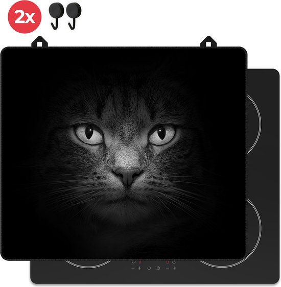 KitchyMist Inductie Beschermer 60x52 cm - Kat Portret - Kookplaat Beschermer - Afdekplaat voor Kookplaat - Inductie Mat - Spatscherm Achterwand Keuken