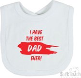 Bavoir Soft Touch Bib Bavoir "J'ai le meilleur papa de tous les temps !" Vaderdag Unisexe Katoen Wit/rouge Taille 33x22 Cm