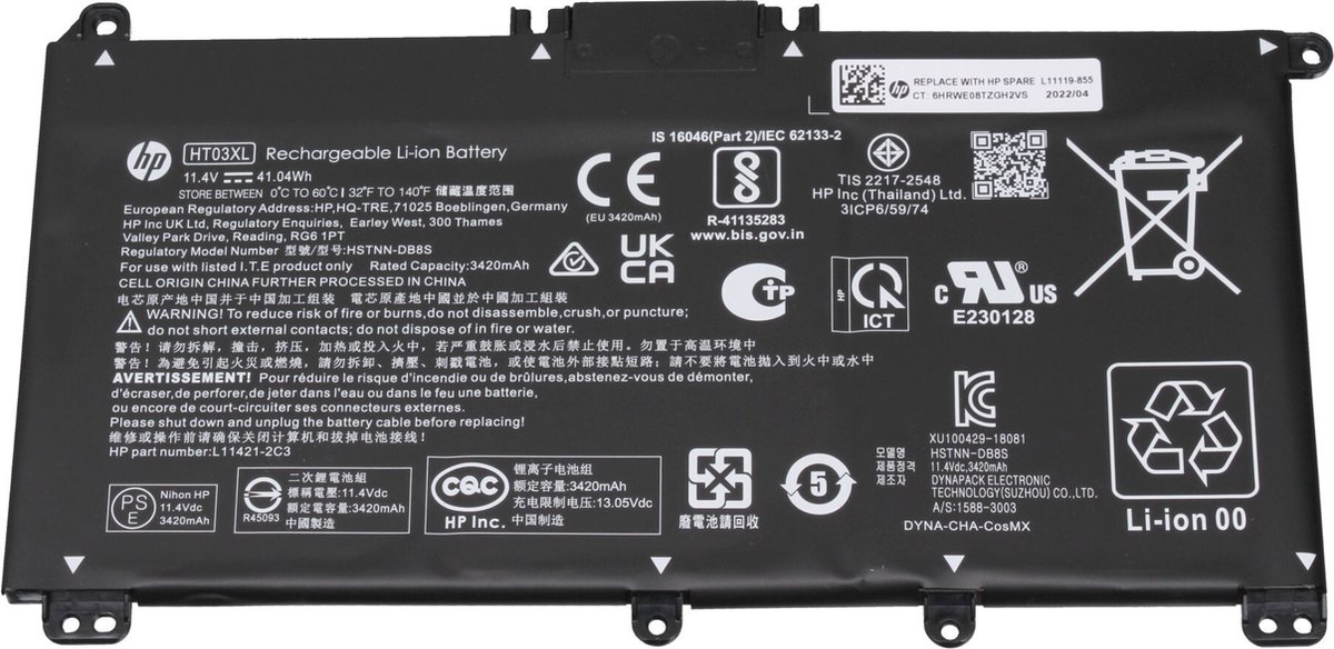 HP L11421-AC2 Batterij - 41,04Wh - HT03XL