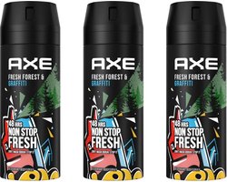 Axe Deospray - Collision Fresh Forest + Graffiti 150 ml - Voordeelverpakking 3 stuks