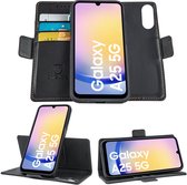 Geschikt voor Samsung Galaxy A25 - Book Case Hoesje - Uitneembaar Hoesje - Magnetische Sluiting - Portemonnee Rustic Zwart