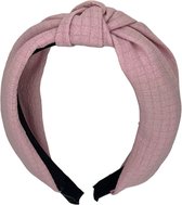 Diadeem - stof - haarband - met knoop - roze