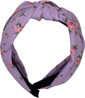 Diadeem - stof - haarband - met bloemetjes - lila
