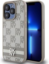 DKNY Checkered Printed Stripe Back Case - Geschikt voor Apple iPhone 13 Pro (6.1") - Beige