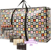 Snuffelaar - Opbergtas Mega XL - 2 Stuks - 60x45x22cm- Kleur Happy Color - Grote Tas - Mix - met rits - Set van 2 - BIG Shopper- Boodschappentas - Reistas - Waszak - Verschillende Opdrukken