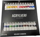 NAPI Acrylverf - 24x12 ML - 24 Kleuren - Inclusief 3 Penselen - Inclusief Kleurencirkel - Hobbyverf - Schilderen
