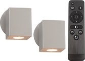 Olucia - 2 buitenlampen Rudy, 12V, incl. aansluitset en afstandsbediening - Vorm: Rechthoek