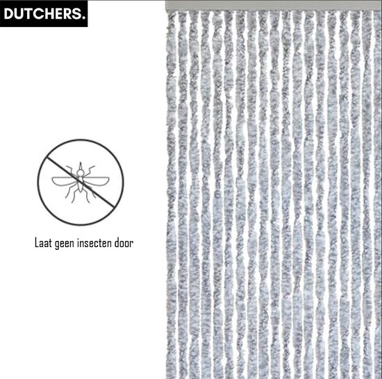 Dutchers.® Deurgordijn - Deurhor - Kattenstaart Vliegengordijn - Deurgordijn - Vliegengordijn - Insectengordijn - Grijs - 100x230 Cm van Dutchers — afbeelding 3