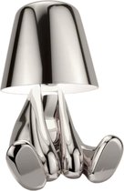 Lumi Glow Bros Tafellamp Oplaadbaar - Draadloos en Dimbaar - Nachtlamp Slaapkamer - Bureaulamp Woonkamer - Woondecoratie - Beelden en Figuren - Zilver