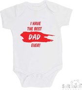 100% katoenen Romper "I have the best dad ever!" Vaderdag Unisex Katoen Wit/rood Maat 56/62