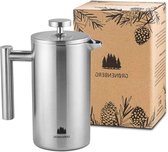 French Press cafetière rvs 035 Liter (2 kopjes) | Thermo dubbelwandig metaal | Coffee maker incl. reservefilters & handleiding coffee grinder manual
