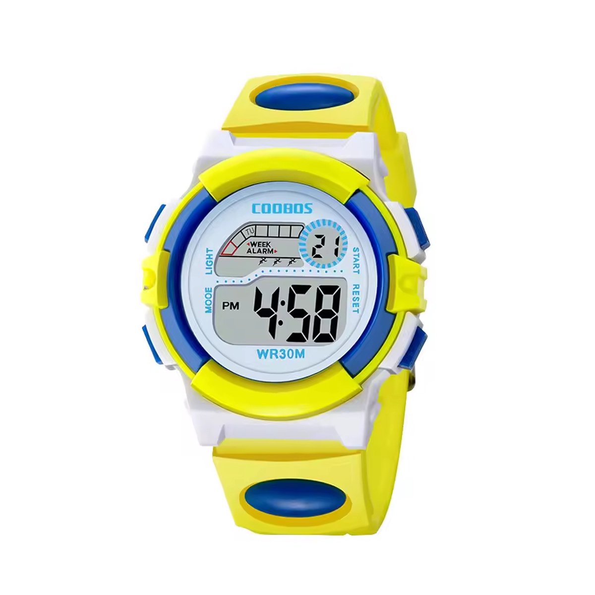 Digitaal Kinderhorloge - Geel-Blauw | PVC Kunststof | 38 mm | Fashion Favorite