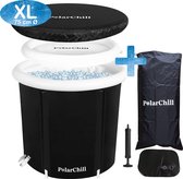 PolarChill® IJsbad 75 x 75 cm - Witte rand / Zwarte buitenkant - Incl. Draagtas - Geschikt als Douche Bad - Dompelbad - Unieke 0.4 cm EPE isolatie - Opvouwbaar en Inklapbaar IJsbad