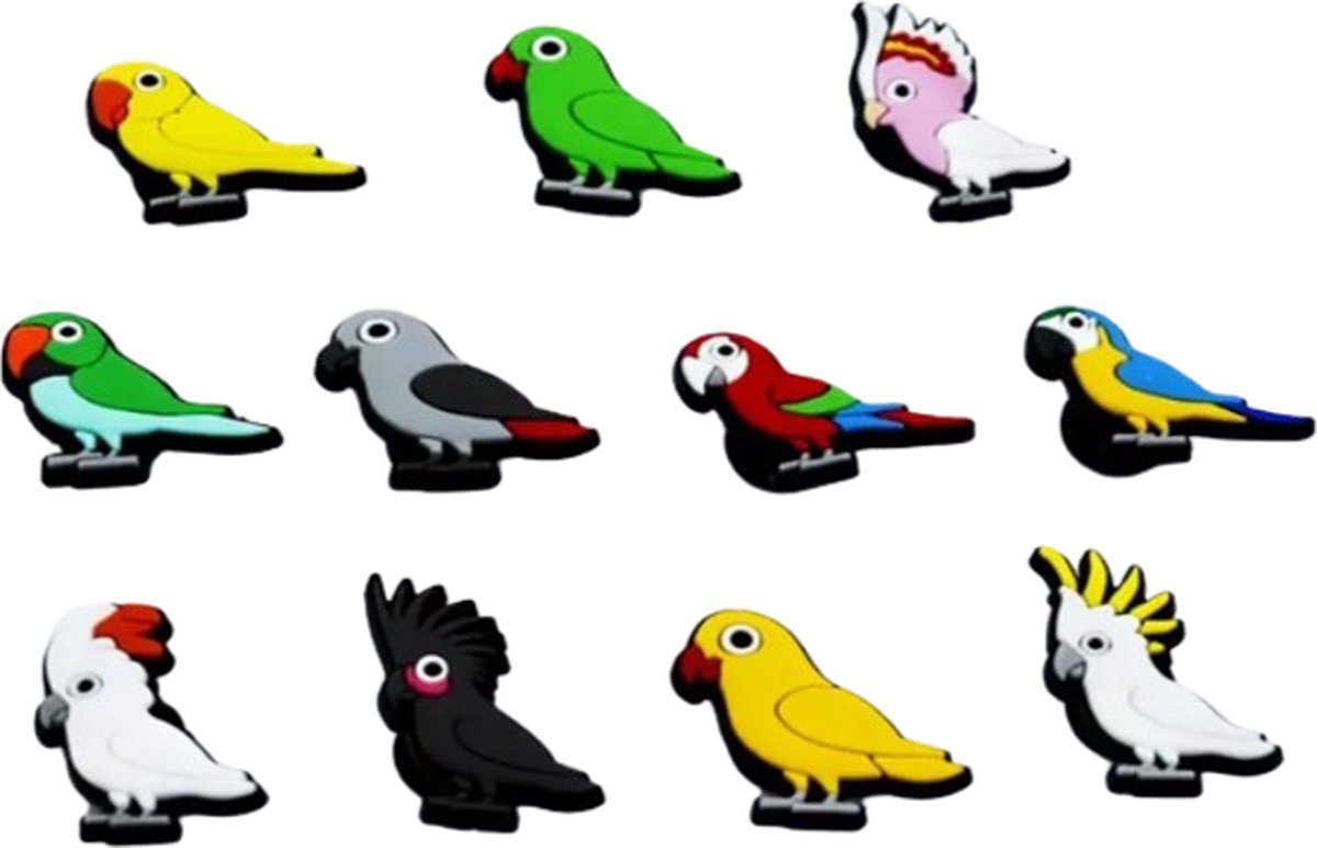 Schoen pins papegaai kaketoe - schoen charms papegaai kaketoe - schoenaccessoires - ook voor crocs