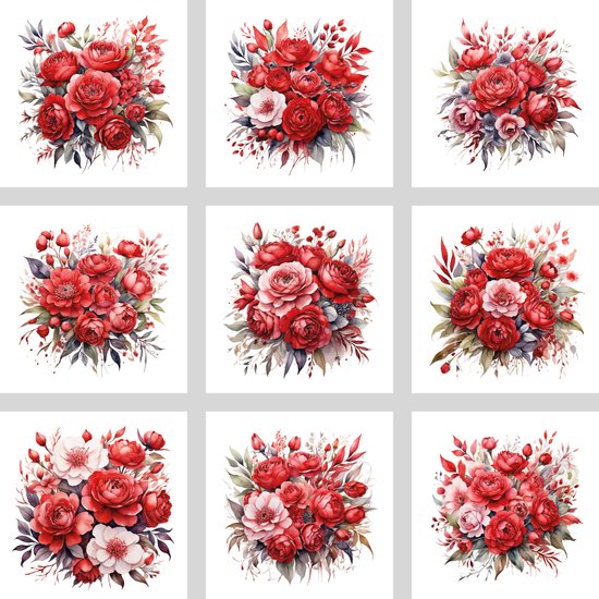 9 stuks 15x15cm tegelstickers rozen transparant - badkamer, keuken en toilet - zelfklevend - peel and stick - decoratiestickers - plakfolie stickers - backsplash