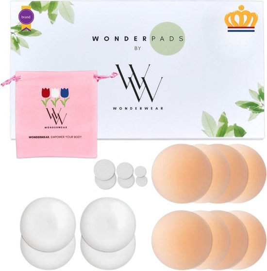 Foto: Wonderwear nipple covers 8 uit nederland hoogwaardige dames tepelplakkers met tepelbescherming zelfklevende herbruikbare tepelstickers bh accessories extra dun discreet boob tape inclusief hoogwaardige doos reistas 8 8 cm 