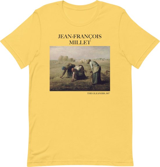 Jean-François Millet 'De Arenleesters' ("The Gleaners") Beroemd Schilderij T-Shirt | Unisex Klassiek Kunst T-shirt | Geel | 2XL