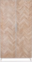 J-Line armoire Haute 2 Portes Zigzag - bois/métal - naturel/blanc