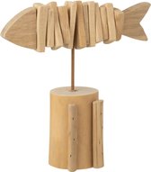 J-Line decoratie Vis Skelet Op Voet - hout - naturel - small