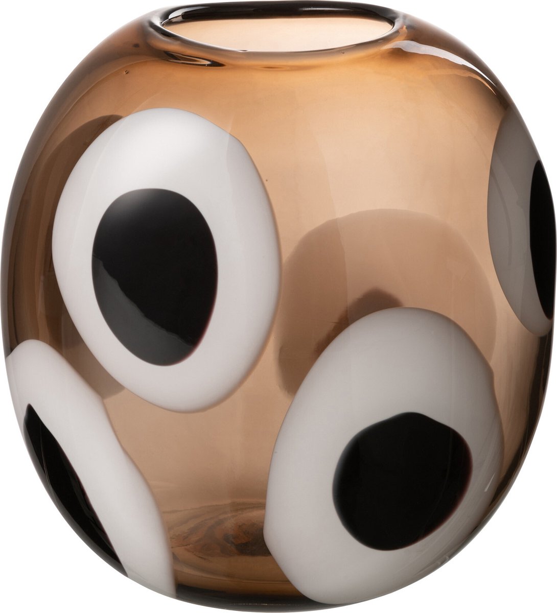 J-Line vaas Izzy - glas - wit/bruin - small - Ø 14 cm Multi