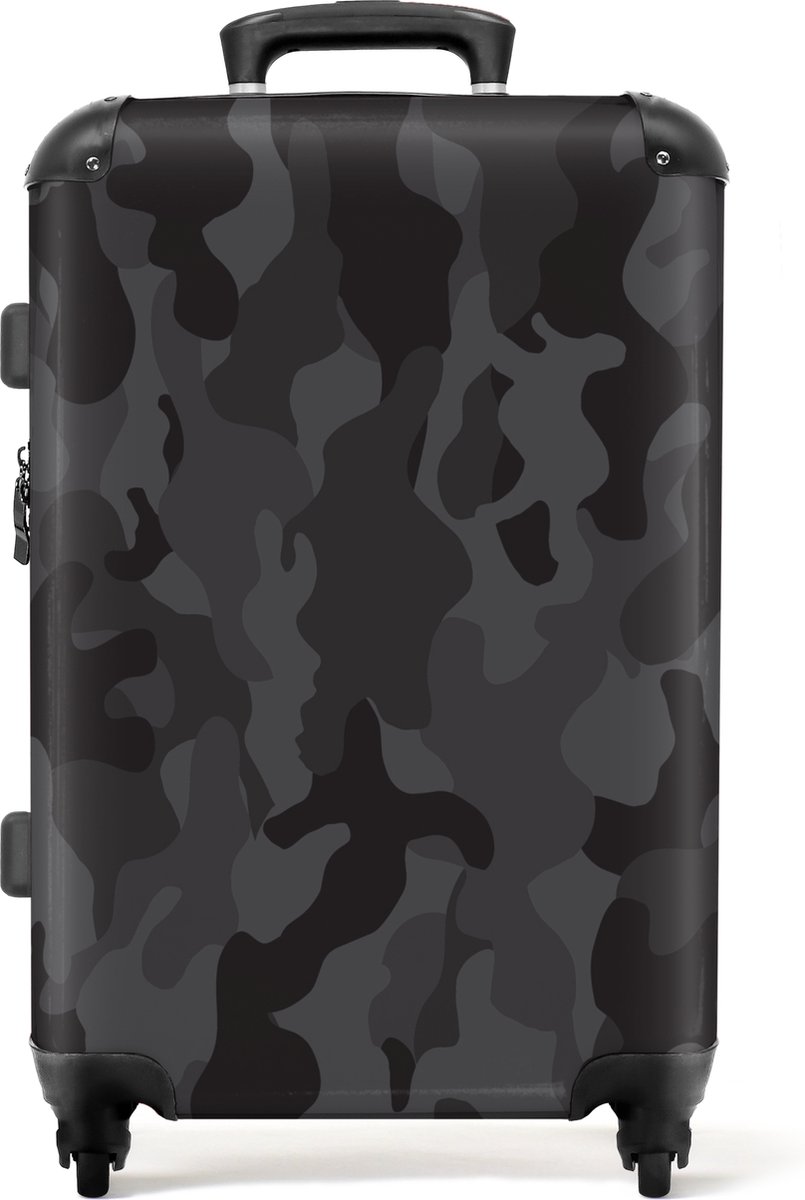 NoBoringSuitcases.com - Grote koffer - Camouflage - Grijs - Camo - Zwart - Design - Reiskoffer met 4 wielen - Trolley op wieltjes - Rolkoffer groot - 60 liter - Ruimbagage valies 20kg - Valiezen voor volwassenen
