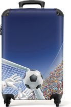 NoBoringSuitcases.com® - Koffer voetbal - Reiskoffer blauw - 55x35x25