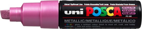 Krijtstift – Chalkmarker – Universele Marker – Uni Posca Marker – Metalic Rose – PC-8K – 8mm – Beitelpunt – Large – 1 stuk