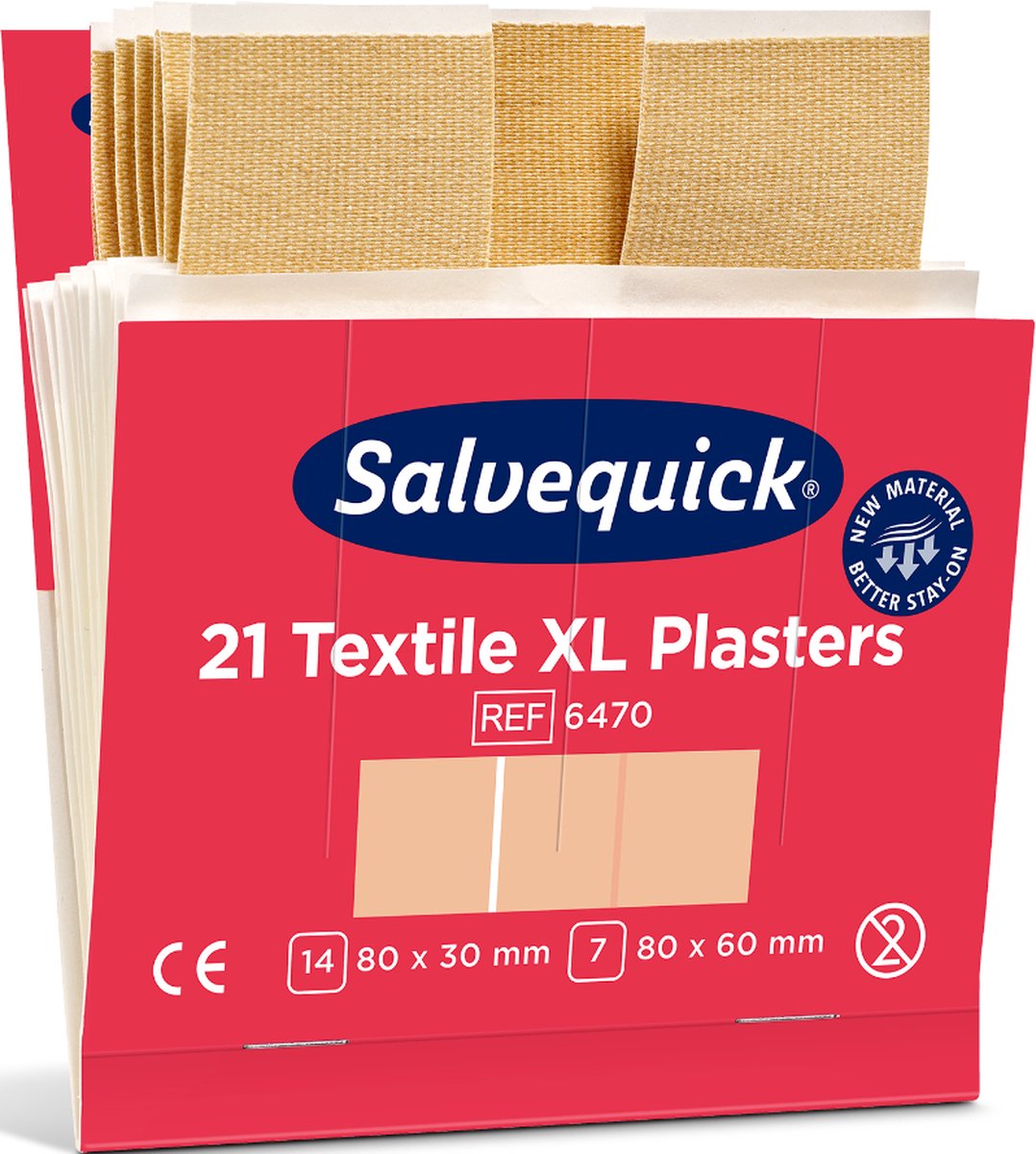 Goedkoopste Salvequick 6470 Textiel XL pleister - Navulling - 6-pack