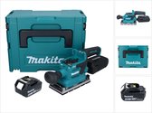 Makita DBO 381 M1JU Accuschuurmachine 18 V 93 x 185 mm borstelloos + 1x accu 4.0 Ah + Makpac - zonder lader