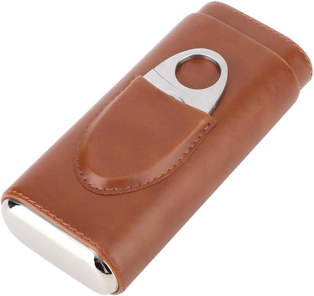 Goedkoopste Handgemaakte Lederen Sigaar Geval voor Outdoor Reizen (Bruin) met Bicaquu Humidor Cigar case