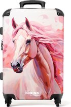 NoBoringSuitcases.com® - Kinderkoffer meisjes paard - Roze reiskoffer kinderen - 20 kg bagage