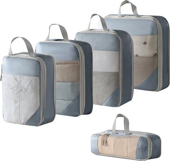 Lot De 5 Cubes De Compression Pour Valise - Organisation De Voyage - Tissu Oxford 600D Imperméable