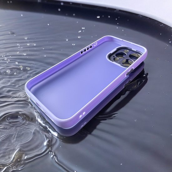 Coque arrière militaire – Convient pour iPhone 15 Pro – Avec protection d'appareil photo – Coque robuste avec bords pare-chocs en TPU souple – Violet