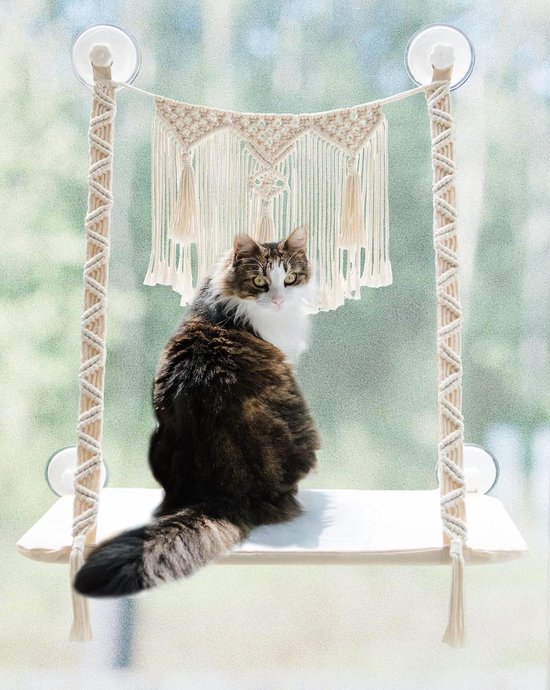 Kattenraam Baars Macramé Hangmat Bed voor Binnen - Ruimtebesparend en