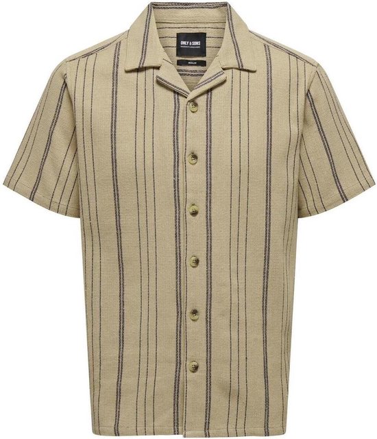 Only & Sons Overhemd Onstrev Life Reg Ss Struc Stripe Sh 22029099 Vintage Khaki Mannen Maat - M
