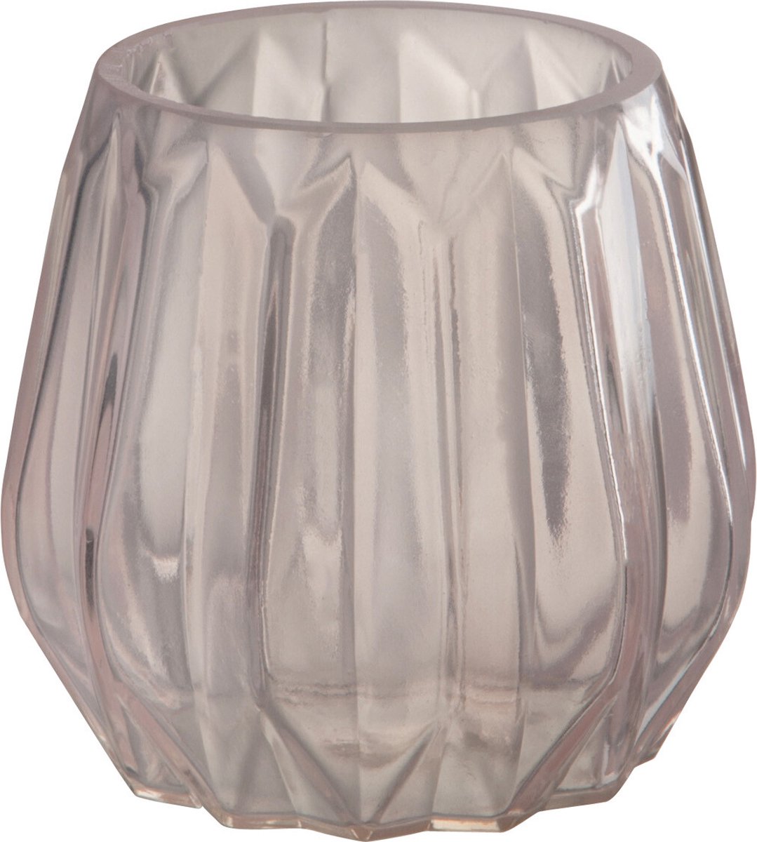 J-Line windlicht Anna - glas - lichtroze - 2 stuks