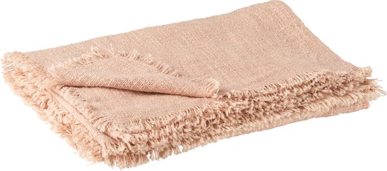 J-Line plaid Franje - polyester - lichtroze - 130 x 170 cm