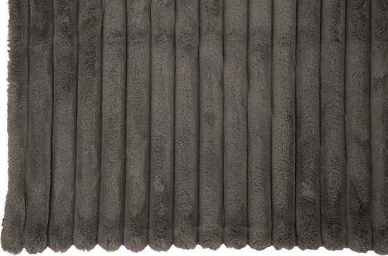 J-Line Plaid corduroy - polyester - donkergrijs - 180 x 130 cm - woonaccessoires