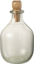 J-Line bouteille ovale - verre et bois - transparent