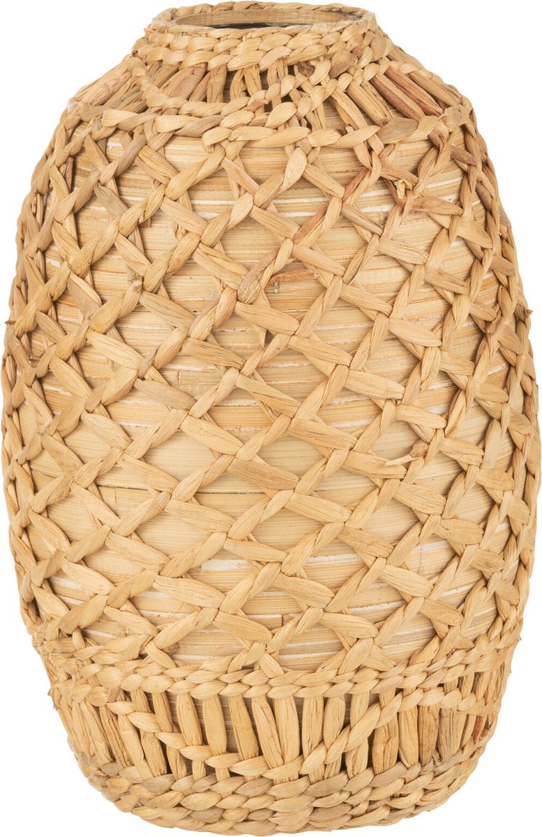 J-Line vaas Rieten - bamboe - naturel - medium - 37 cm hoog